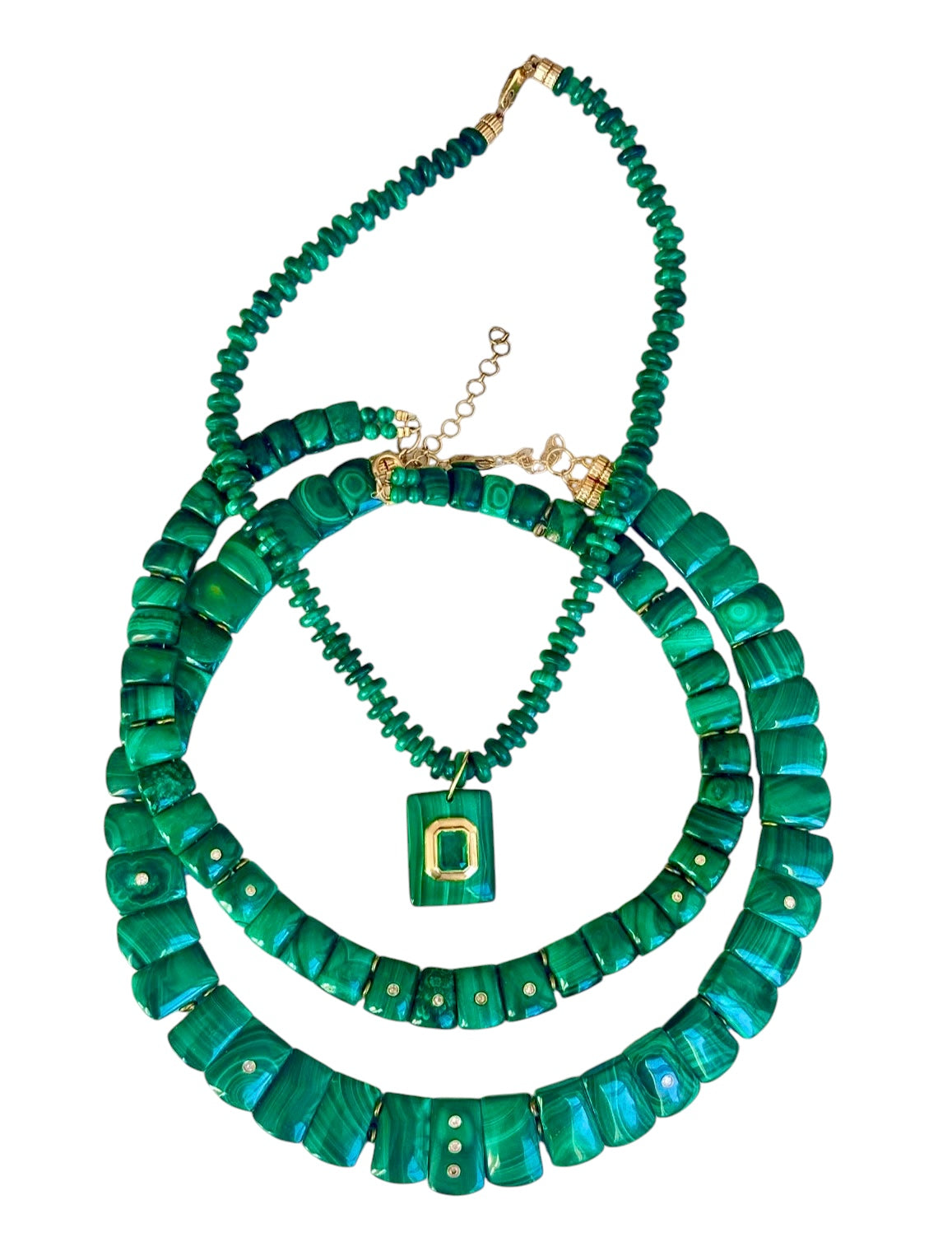CLEO Collar Necklace, Malachite & Diamonds