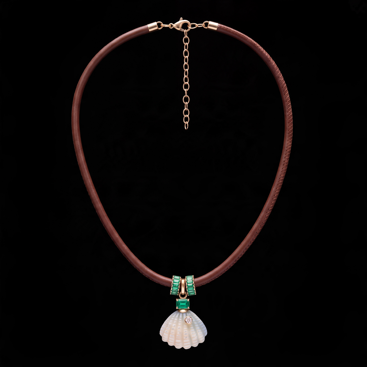 Brown Leather Cord, 4mm with 14k Gold Extender, 13.5-15.5”