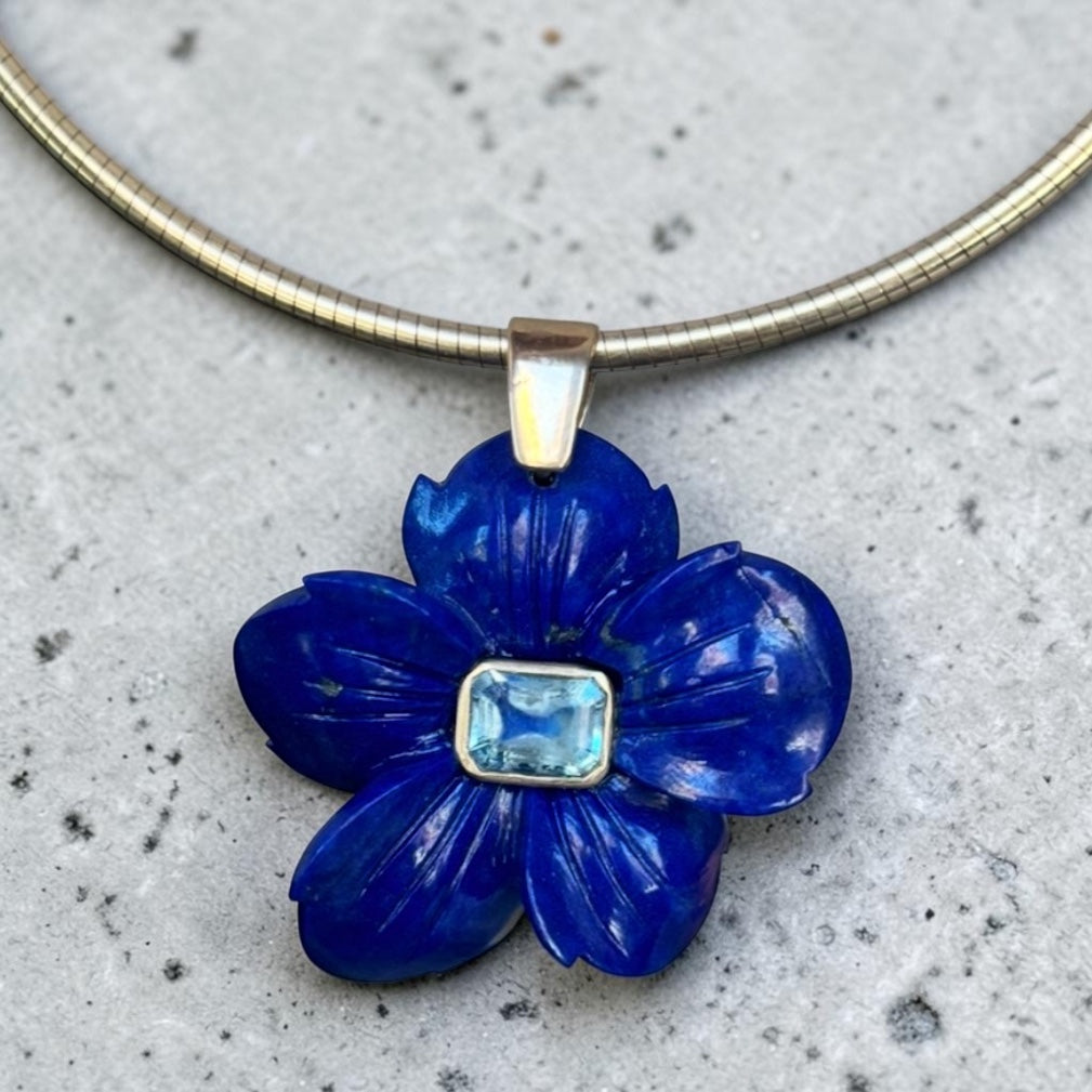 FLORA Pendant, Lapis with Sky Blue Topaz