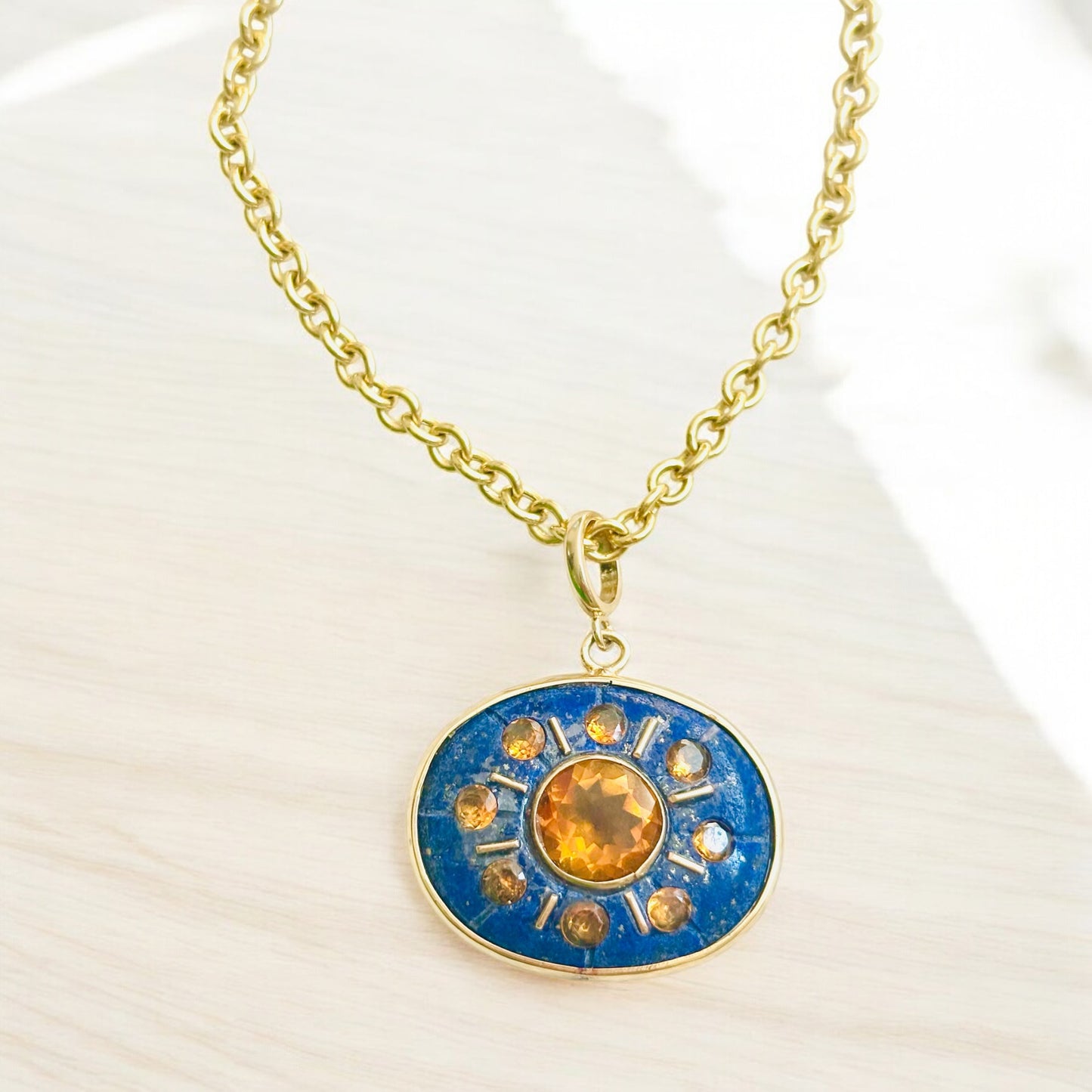 SOL Pendant, Lapis with Citrines
