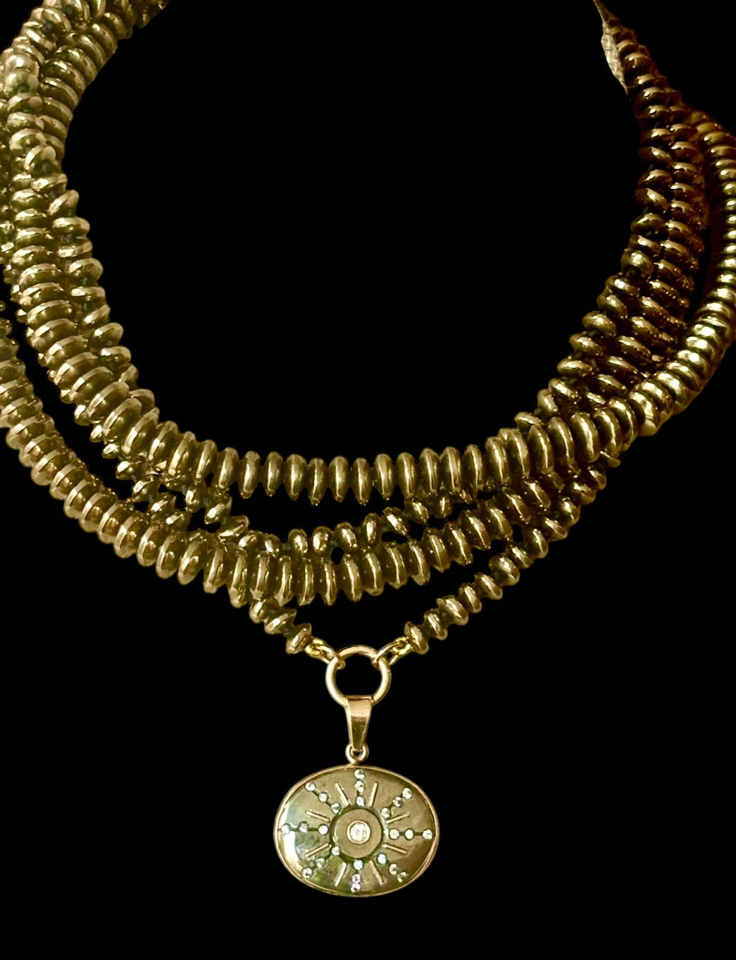 SOL Pendant, Pyrite & Diamonds