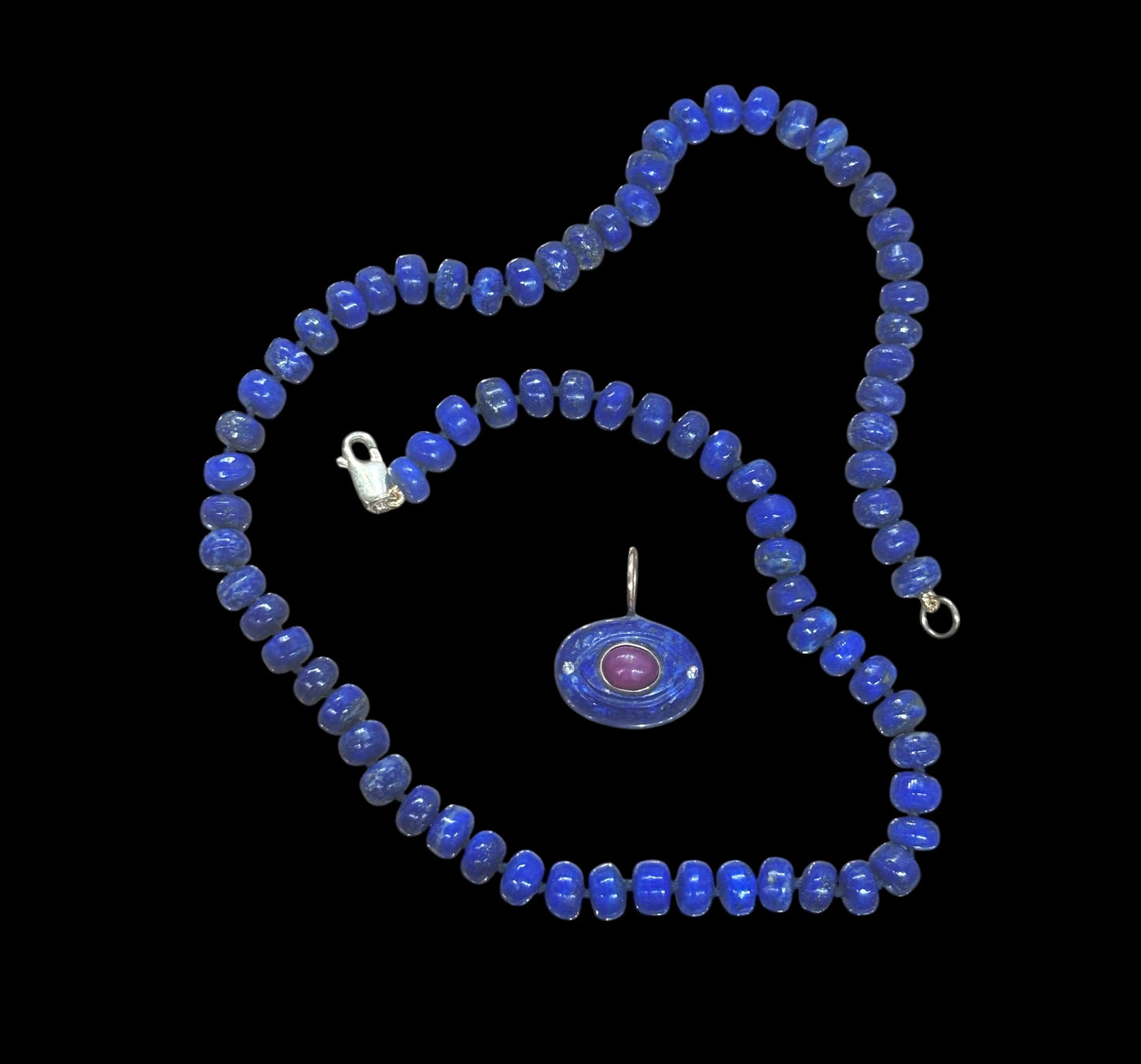 Lapis Necklace with Evil Eye Pendant