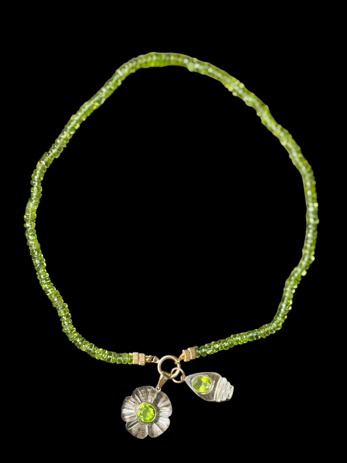 FLORA Pendant, Rock Crystal & Peridot