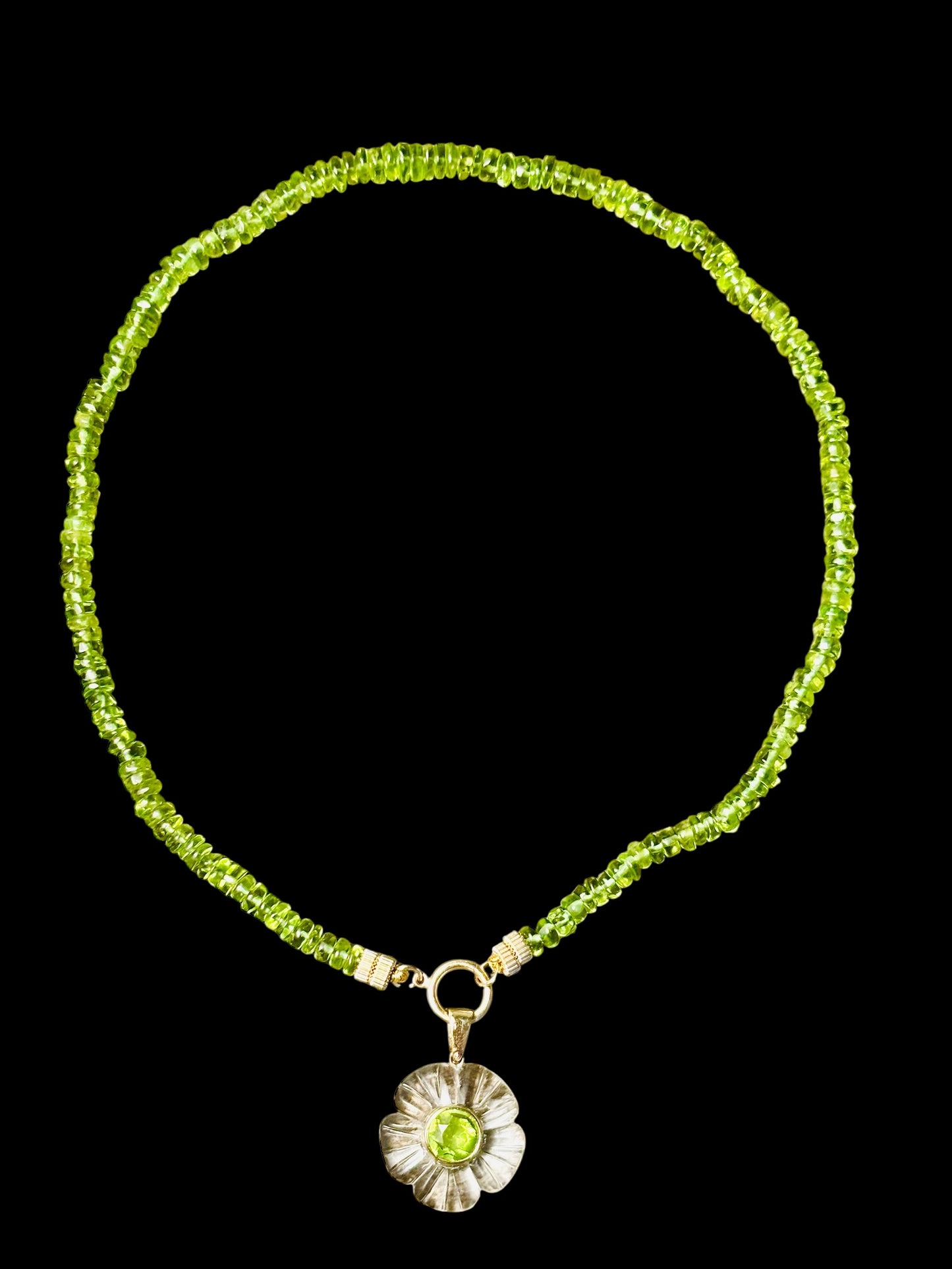 FLORA Pendant, Rock Crystal & Peridot