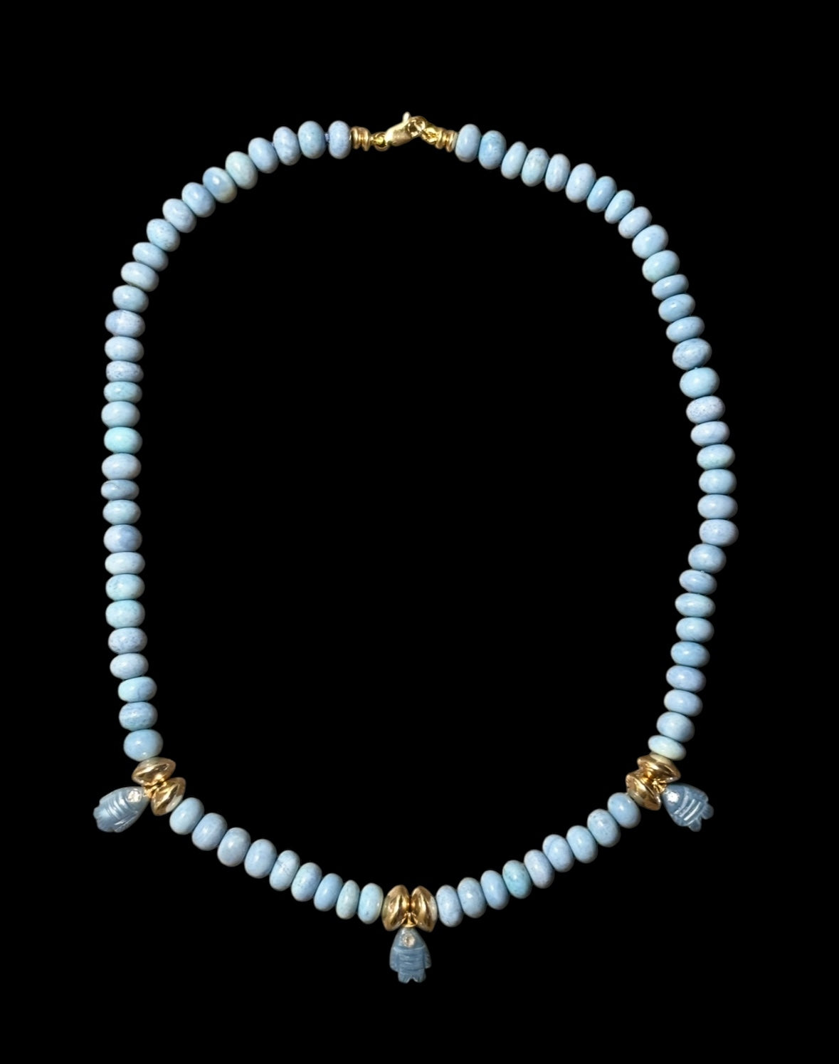 Blue Oregon Opal Necklace with White Sapphires
