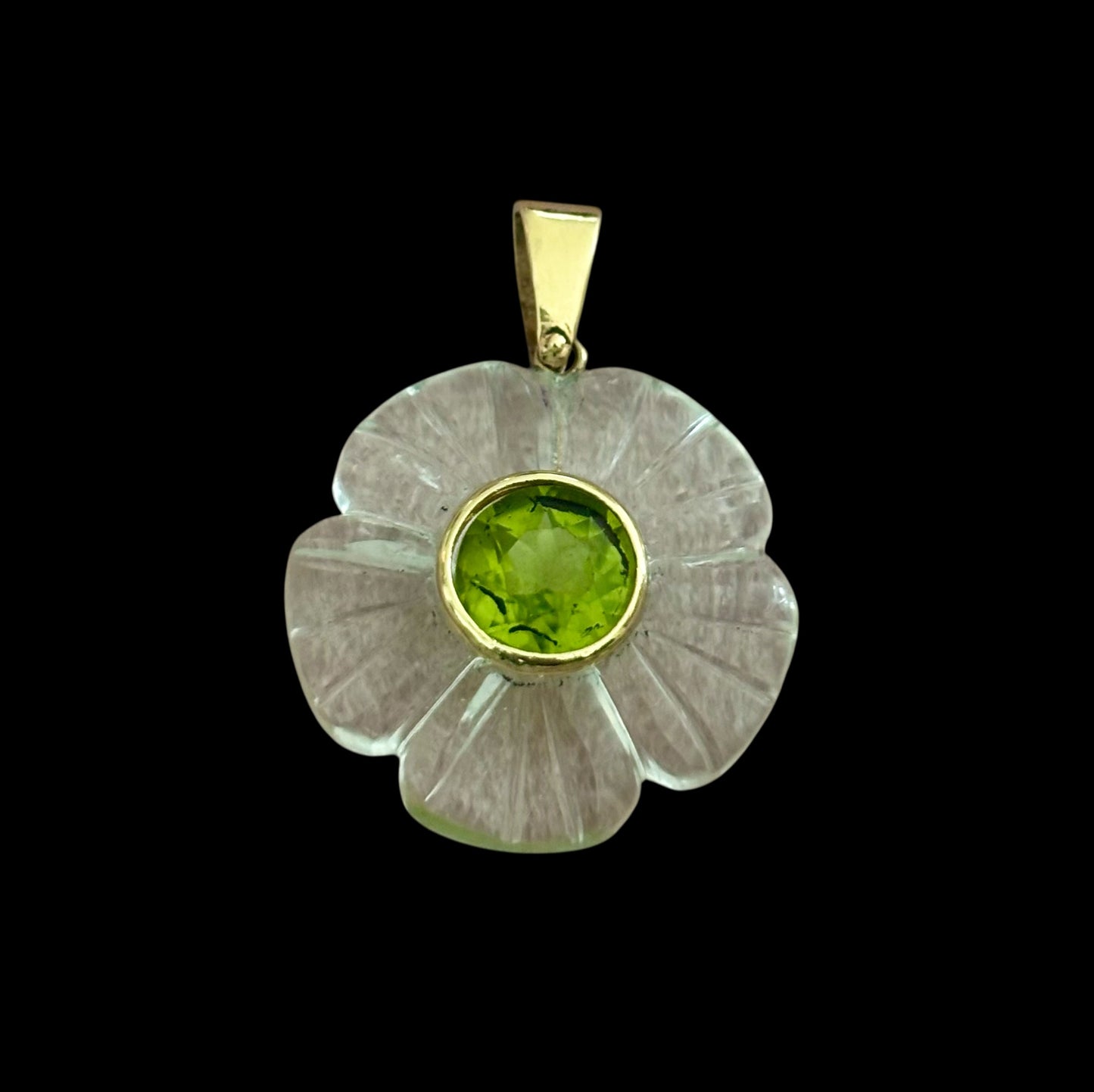 FLORA Pendant, Rock Crystal & Peridot
