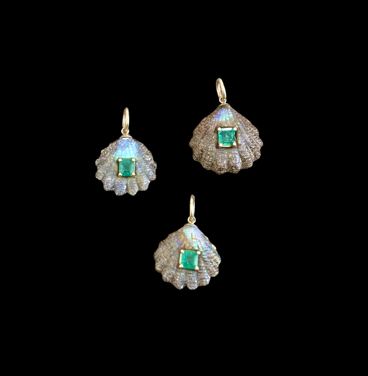 Australian Opal Shell Pendant with Emerald