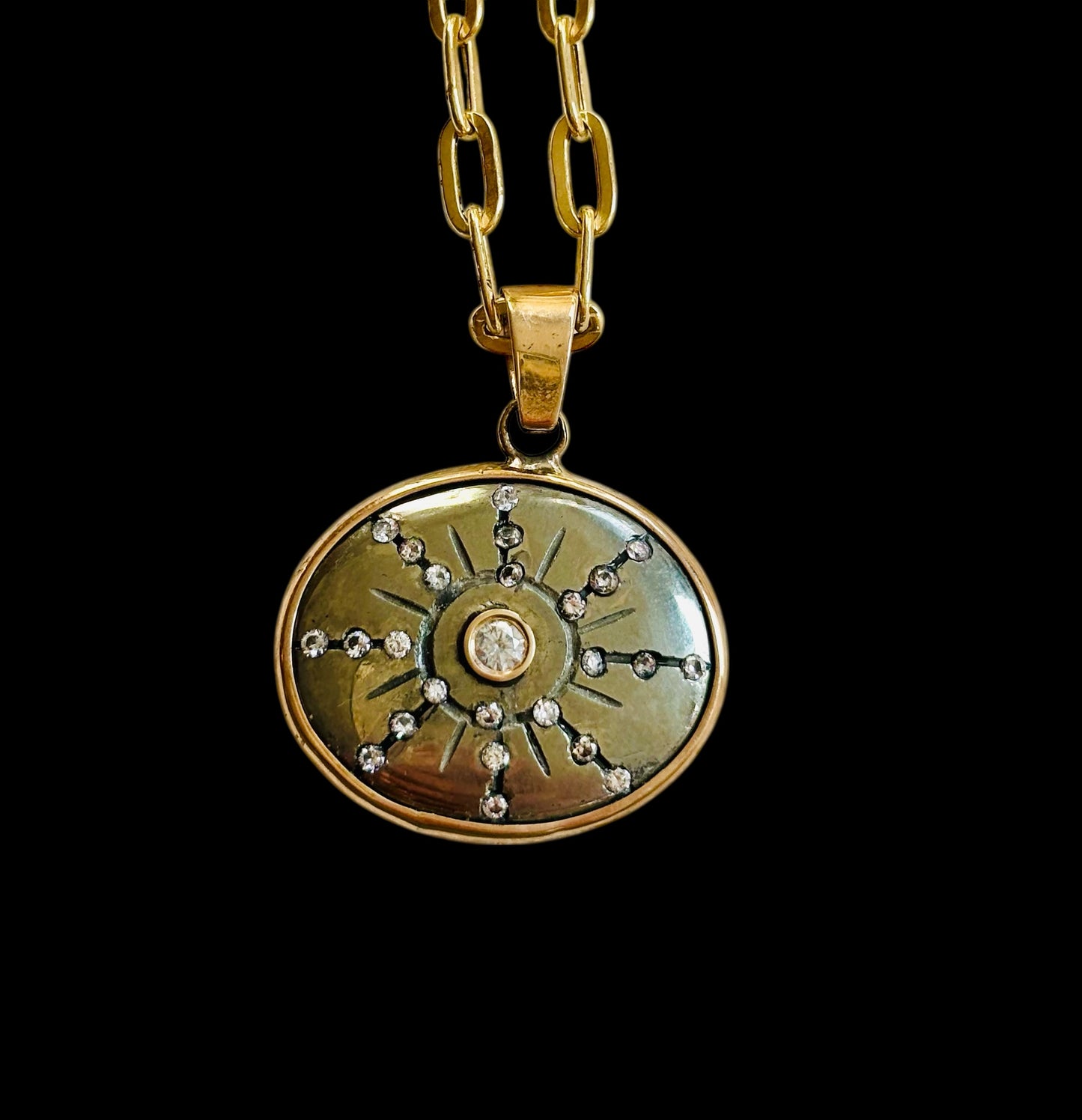 SOL Pendant, Pyrite & Diamonds