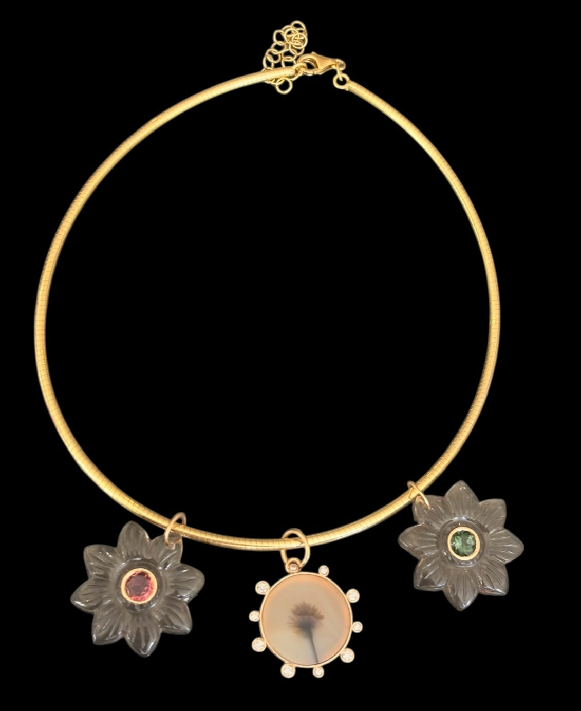 FLORA Pendant, Smoky Quartz & Pink Tourmaline