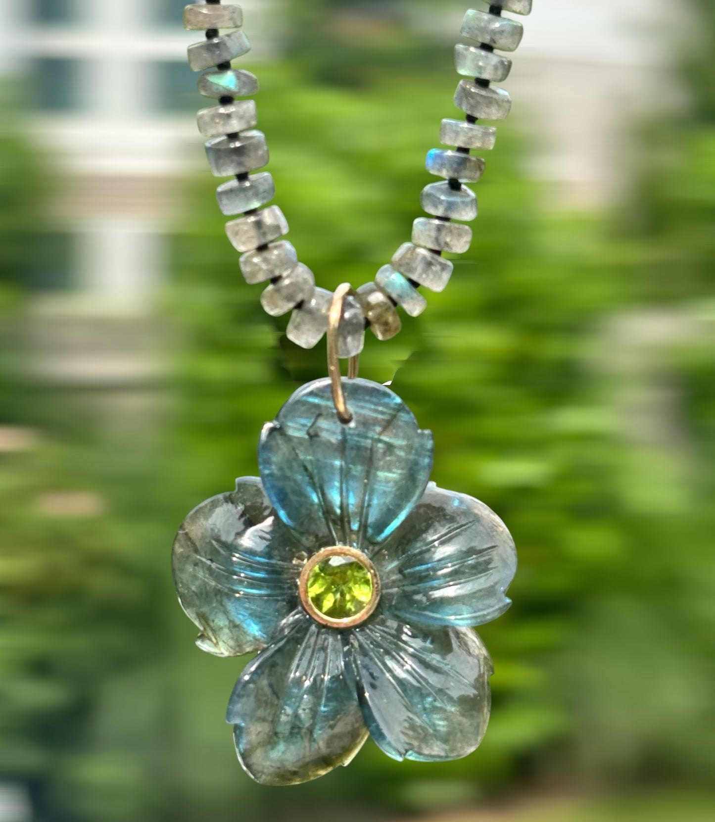 FLORA Pendant, Labradorite with Peridot