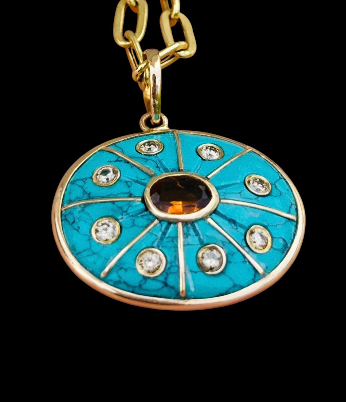 SOL, Turquoise with Brown Tourmaline & Champagne Diamonds