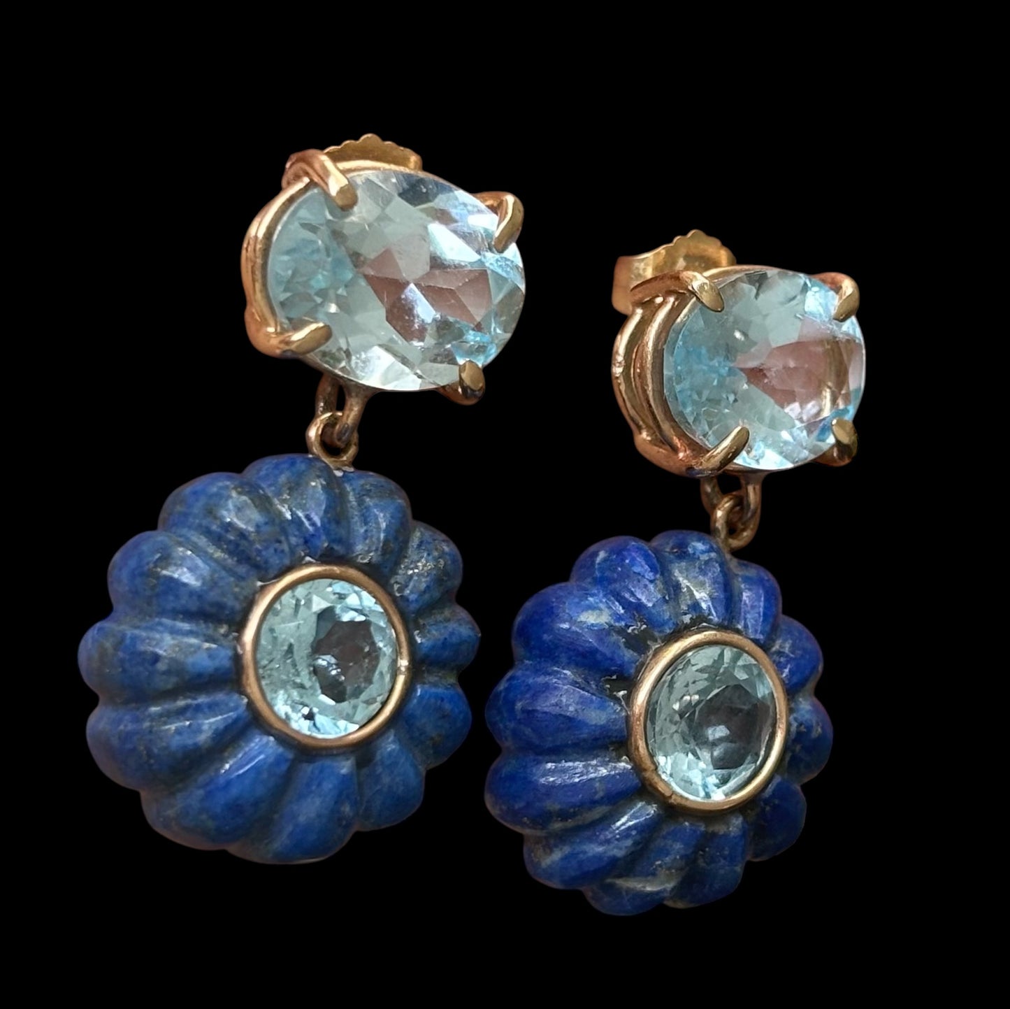 FLORA EARRINGS, Lapis & Blue Topaz
