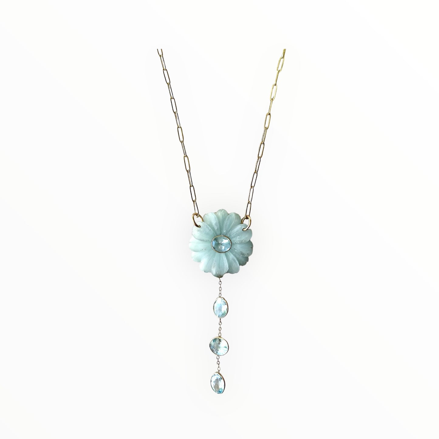 F L O R A 🌸 Drop Necklace, amazonite & blue topaz