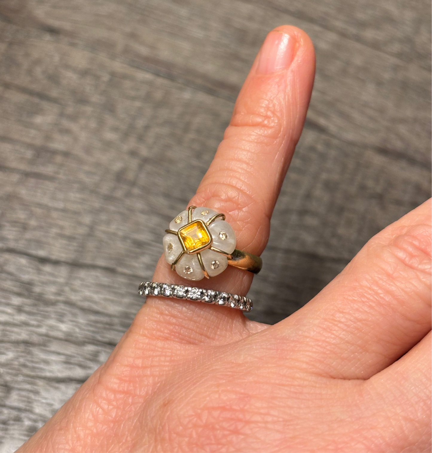 FLORA Ring, moonstone, citrine & diamonds