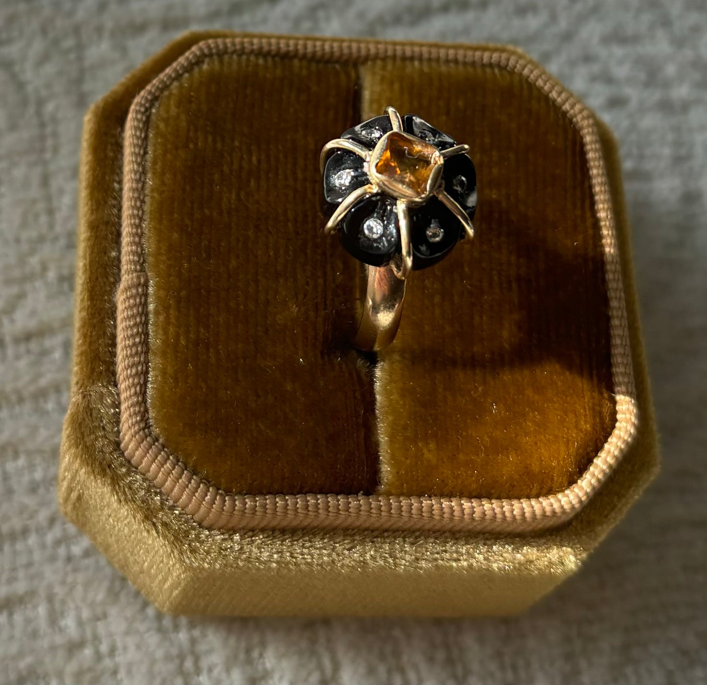 FLORA🌸 PINKY RING, black onyx, citrine & diamonds