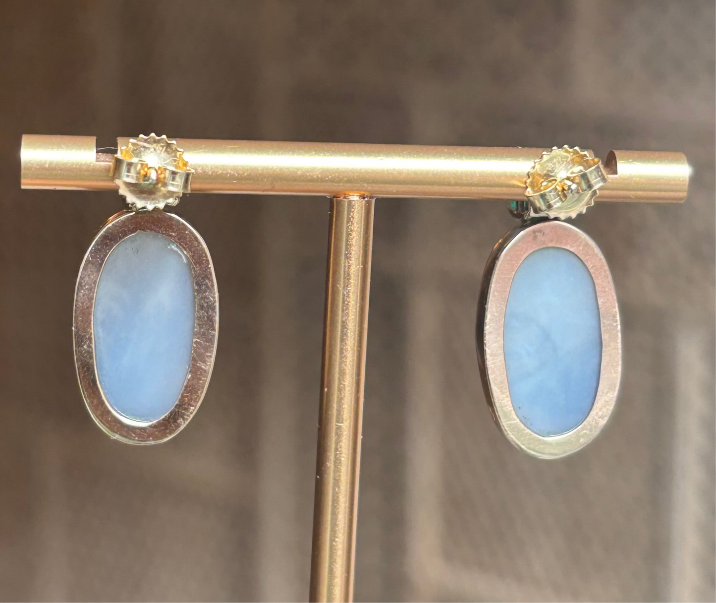 Dendritic Agate Earrings with Emeralds