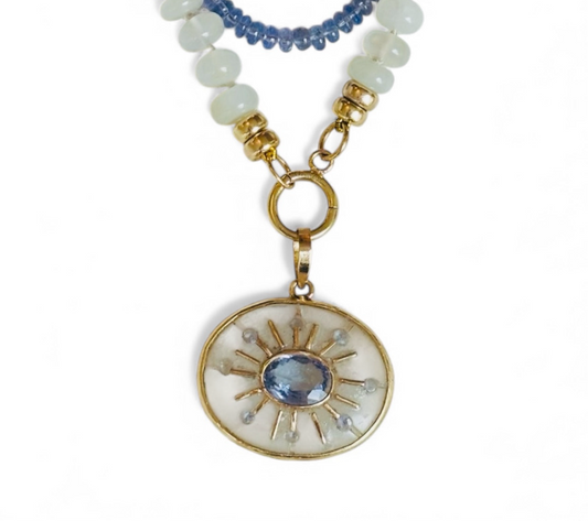 SOL Pendant, Moonstone with Tanzanites
