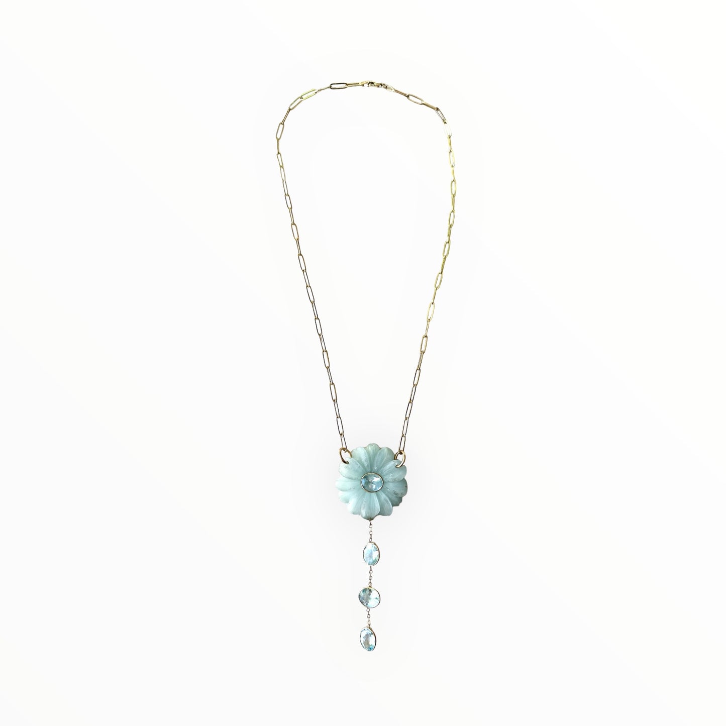 F L O R A 🌸 Drop Necklace, amazonite & blue topaz