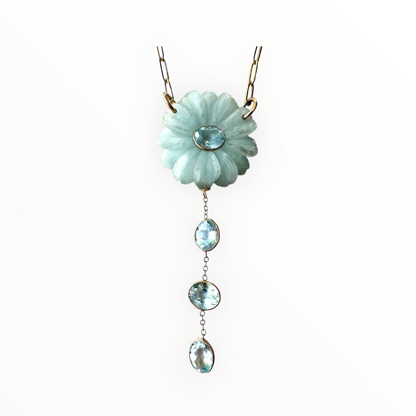 F L O R A 🌸 Drop Necklace, amazonite & blue topaz