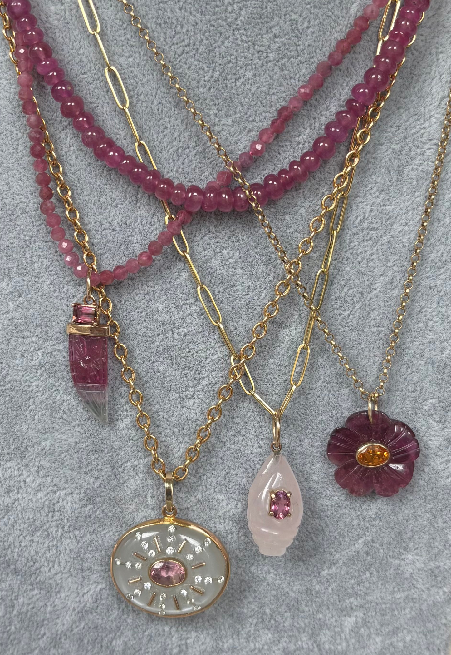 FLORA Pendant: Tourmaline & Mandarin Garnet