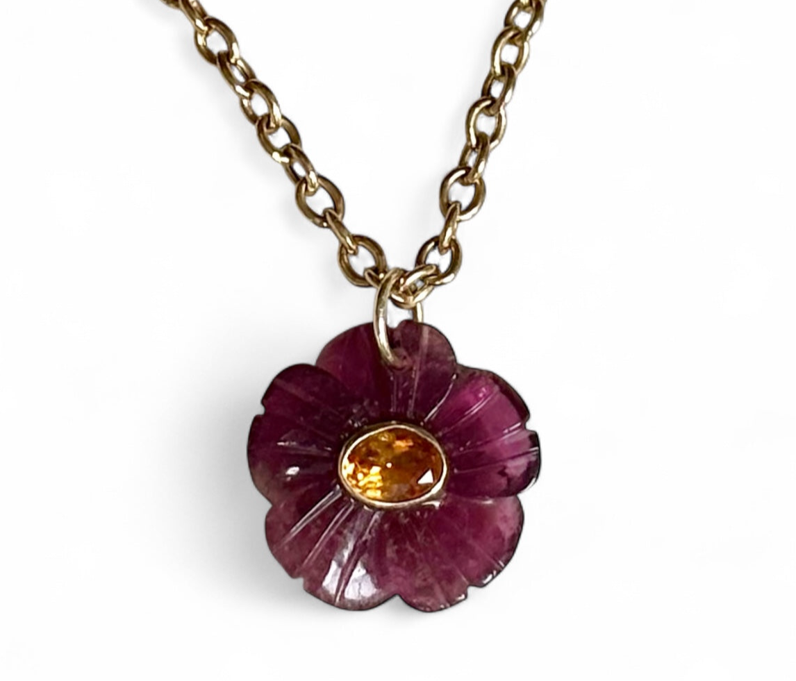 FLORA Pendant: Tourmaline & Mandarin Garnet