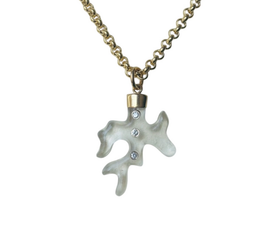 Rock Crystal & Diamond Coral Pendant, large