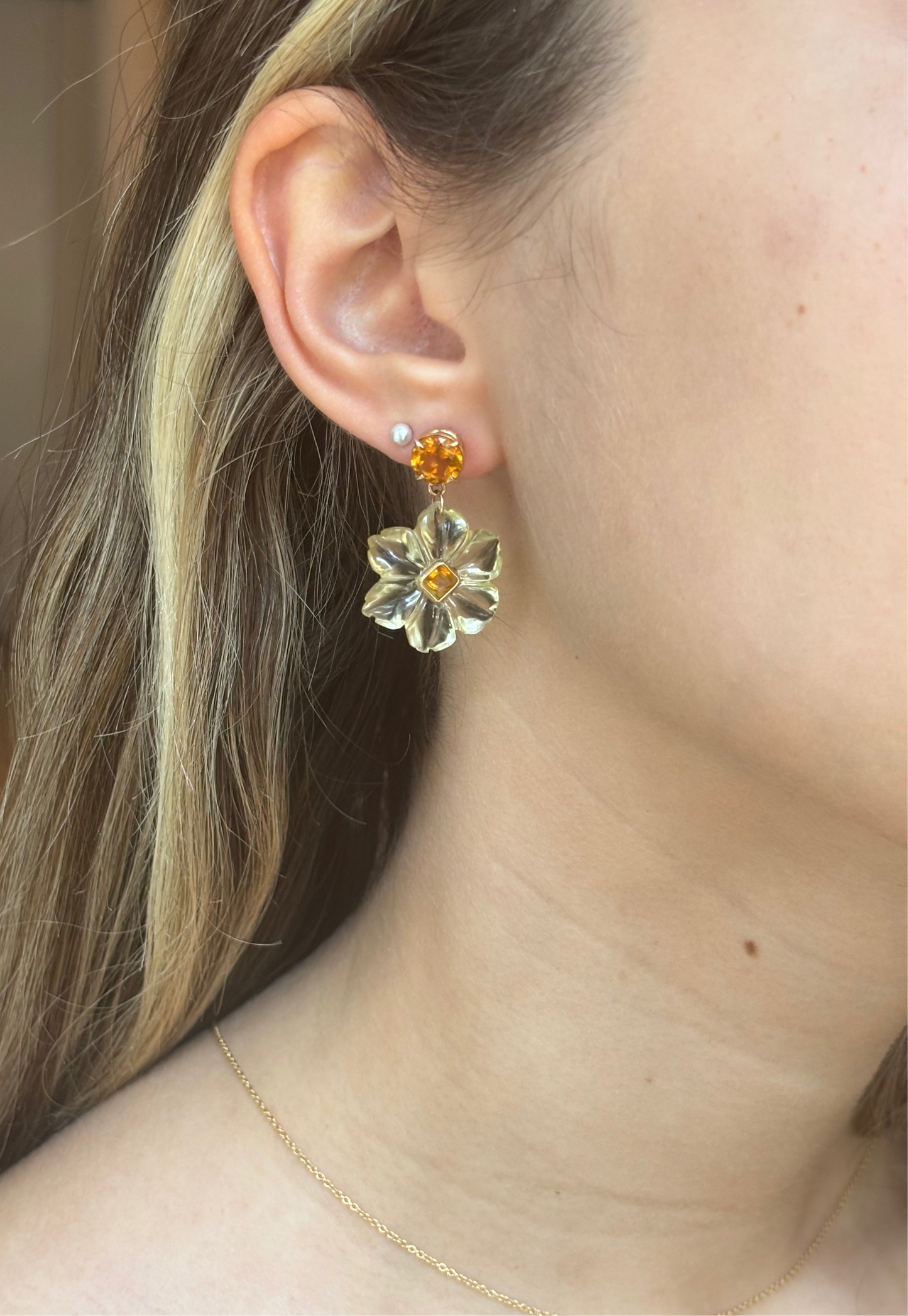 FLORA Earrings, Lemon Quartz & Citrine
