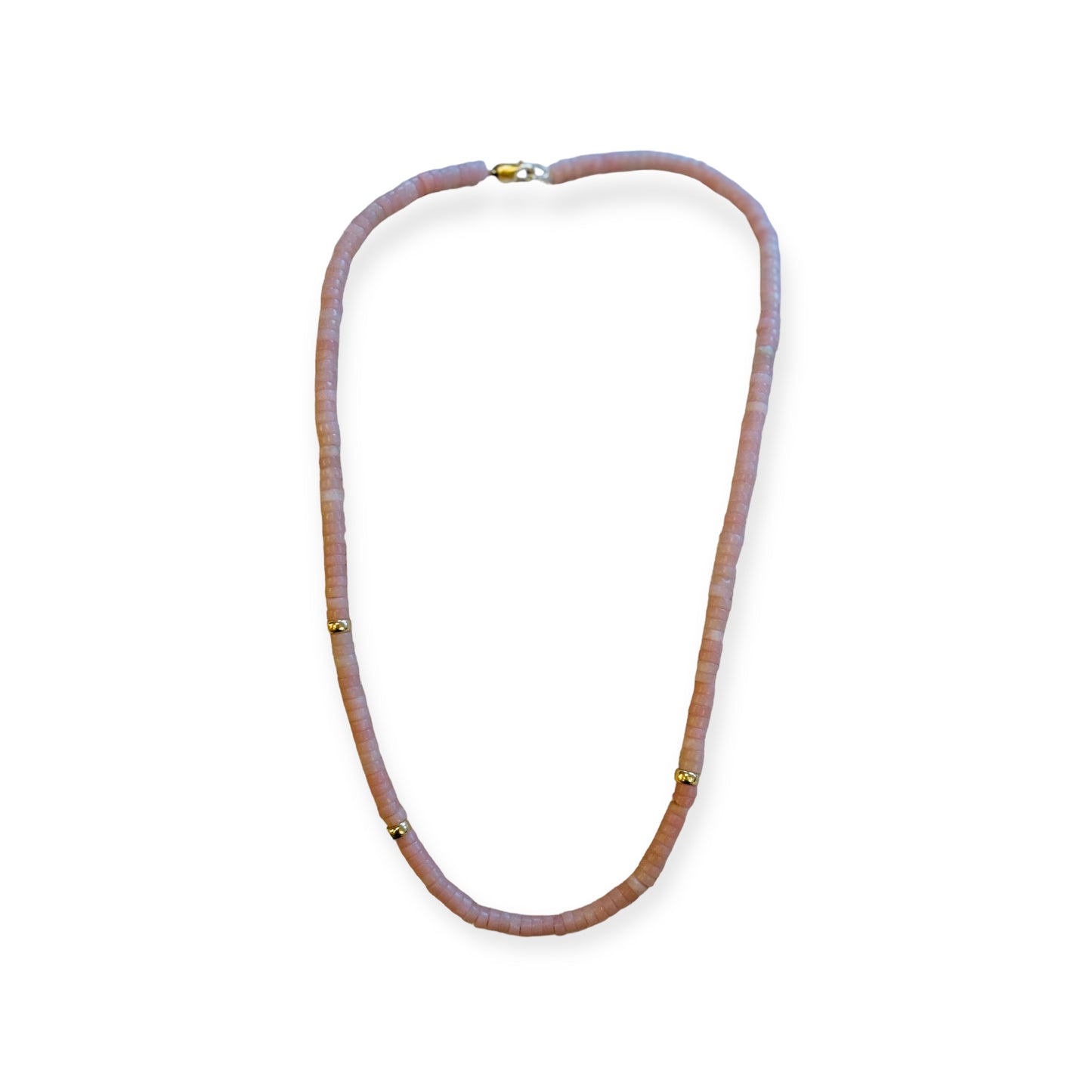 Heishi necklace, pink pearl