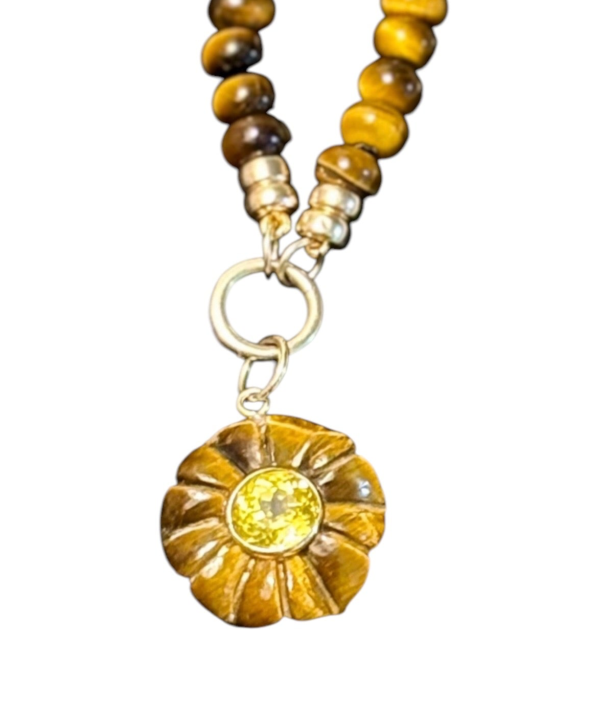 FLORA Pendant, Tiger’s Eye & Yellow Sapphire