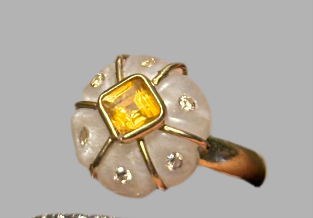 FLORA Ring, moonstone, citrine & diamonds