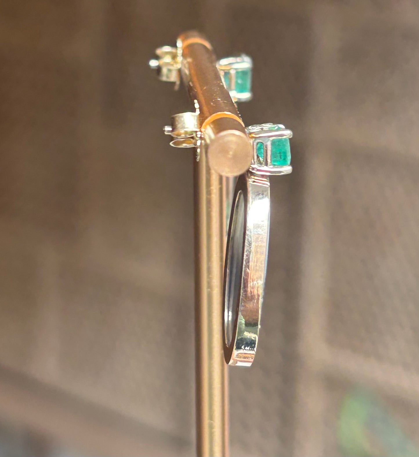Dendritic Agate Earrings with Emeralds