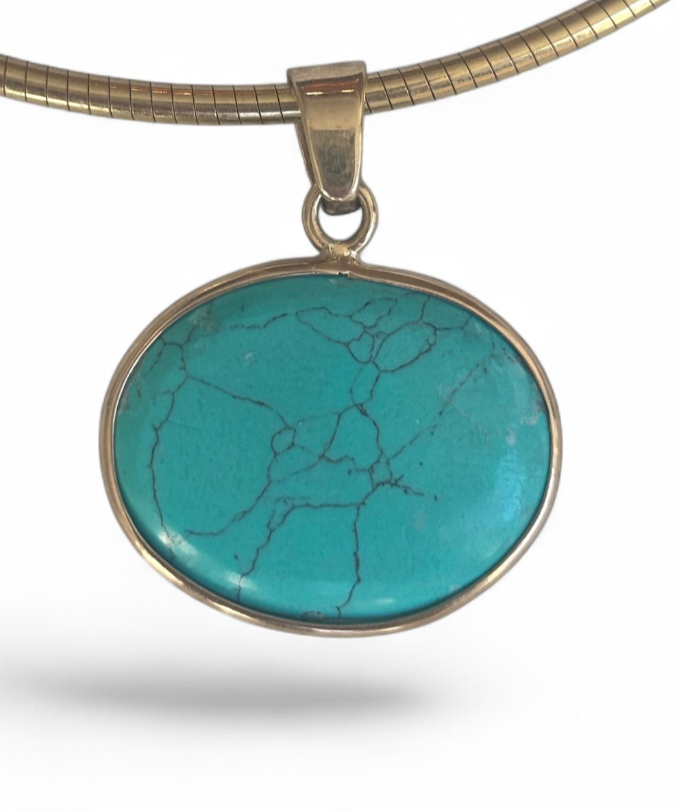 SOL Pendant, Turquoise with Sky Blue Topaz and Diamonds