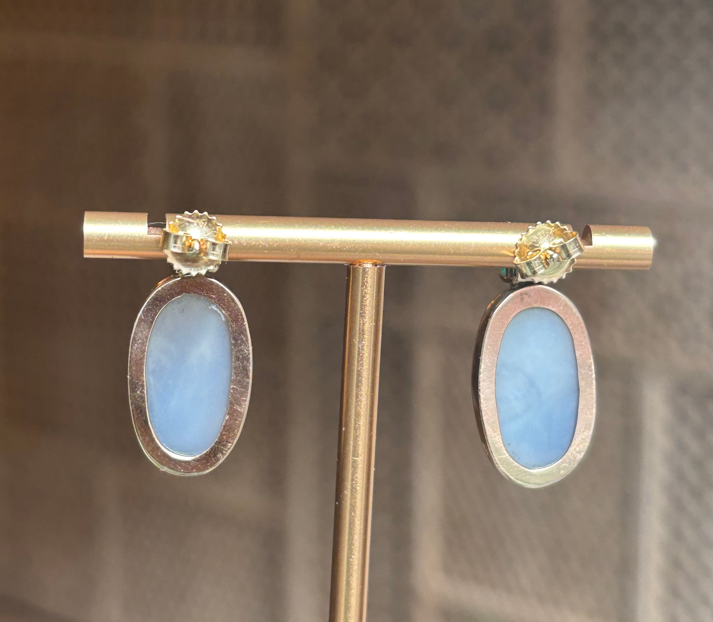 Dendritic Agate Earrings with Emeralds