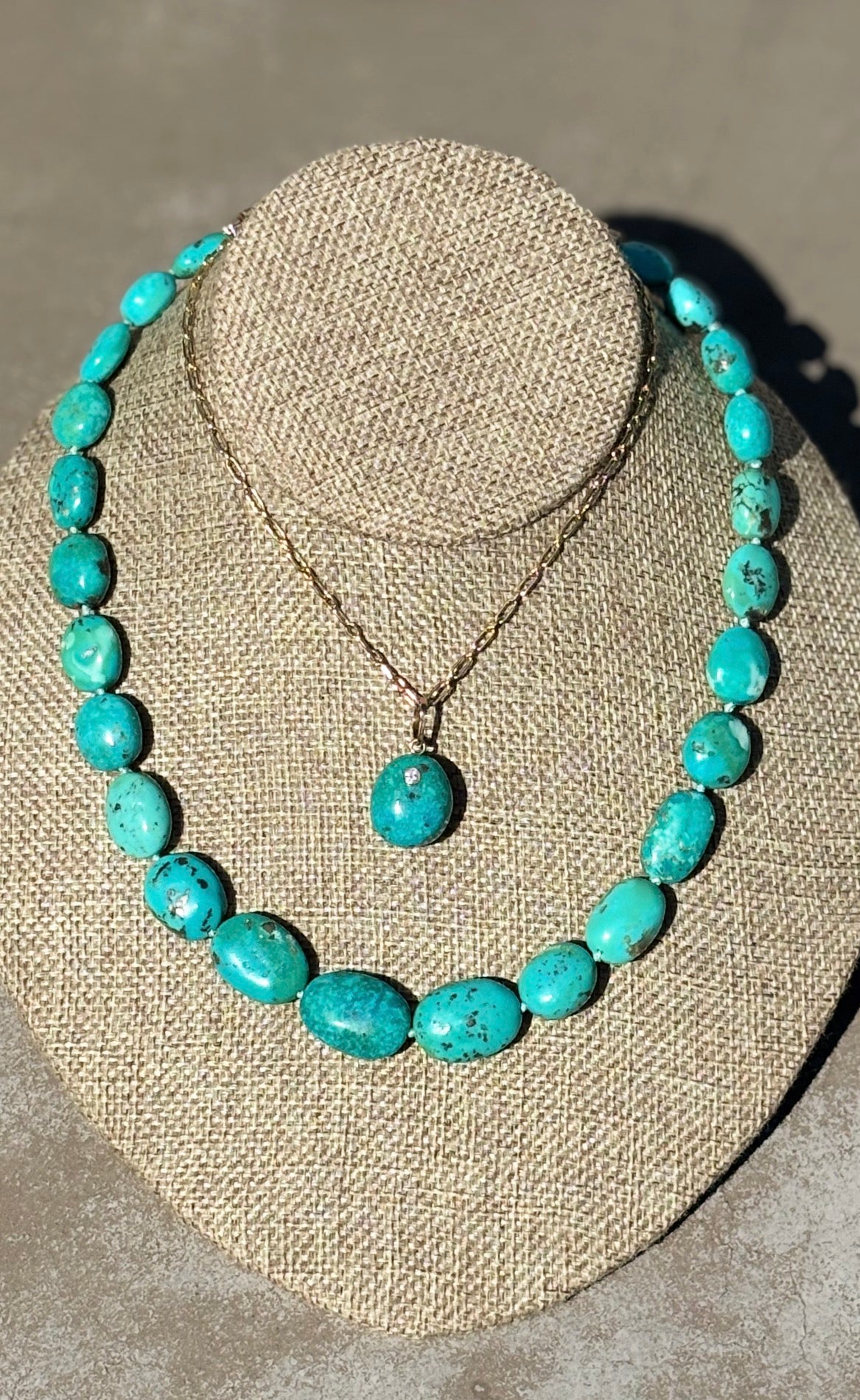 Arizona Turquoise Necklace with 14k Gold