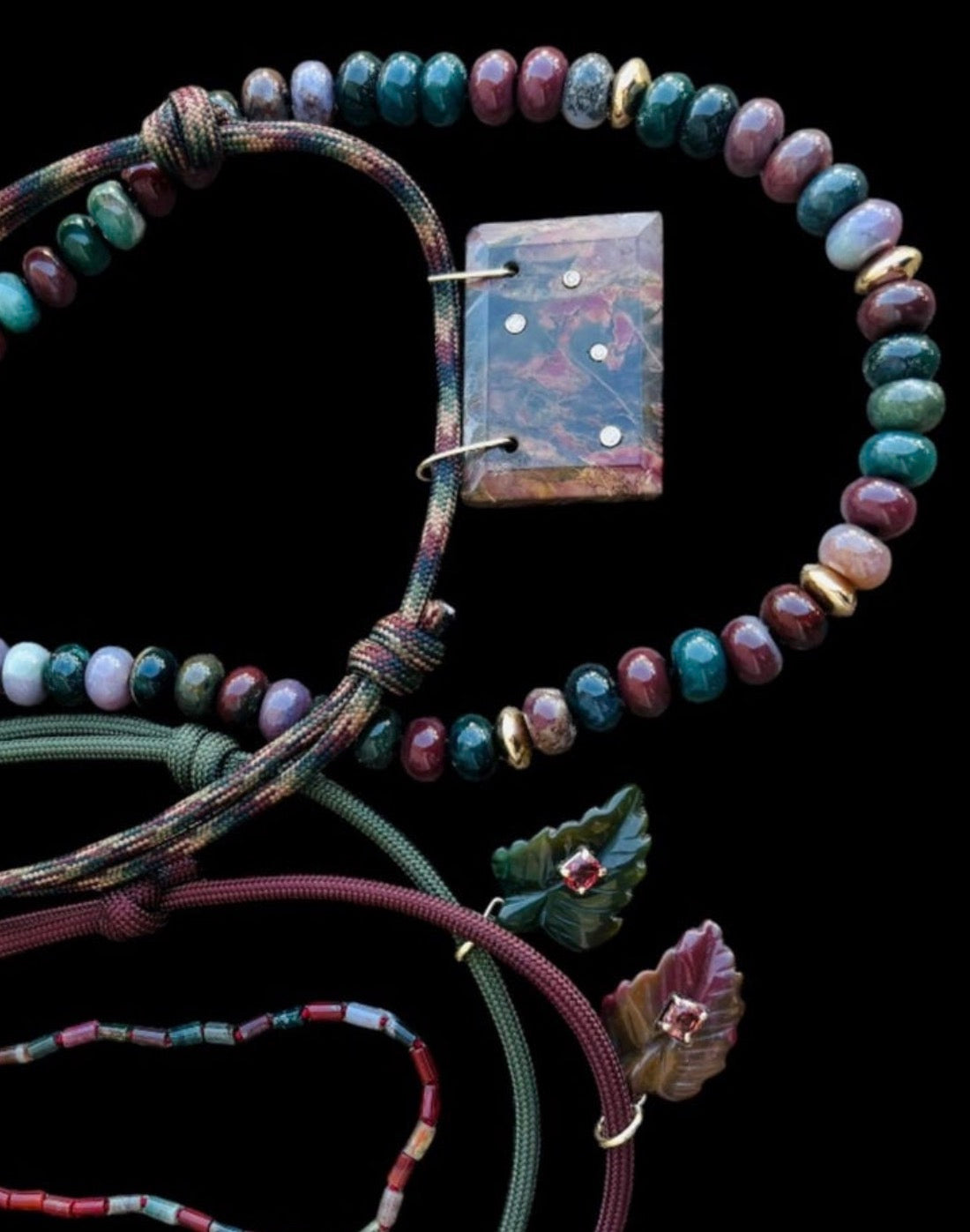 Indian Agate & 14k Gold Rondelle Beaded Necklace