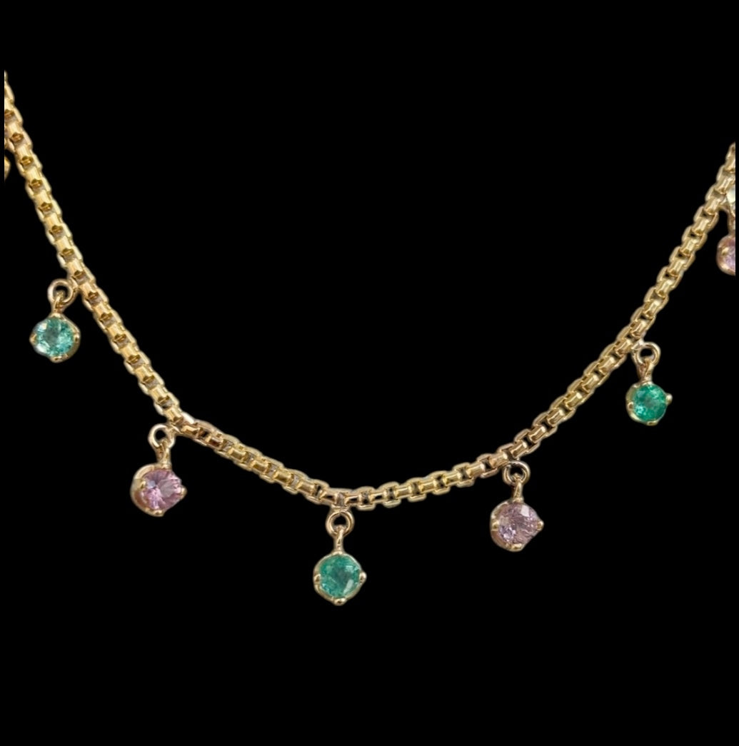 Emerald & Pink Spinel Necklace