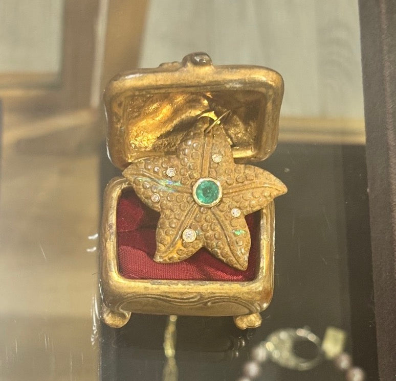 Opal Starfish Pendant with Emerald & Diamonds
