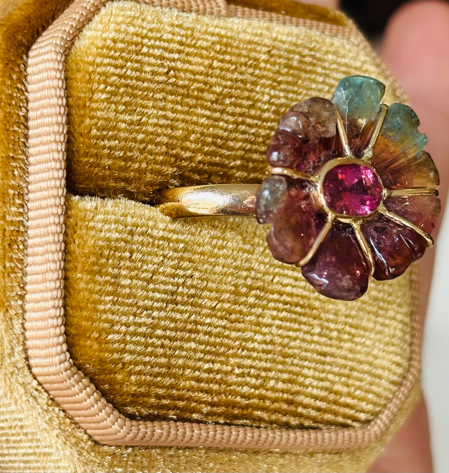FLORA Ring, Tourmaline, 14k Gold, 3mm Band