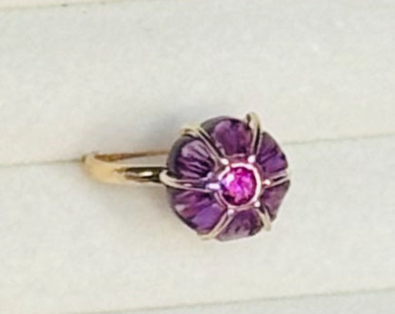 FLORA ring, amethyst and rhodolite garnets