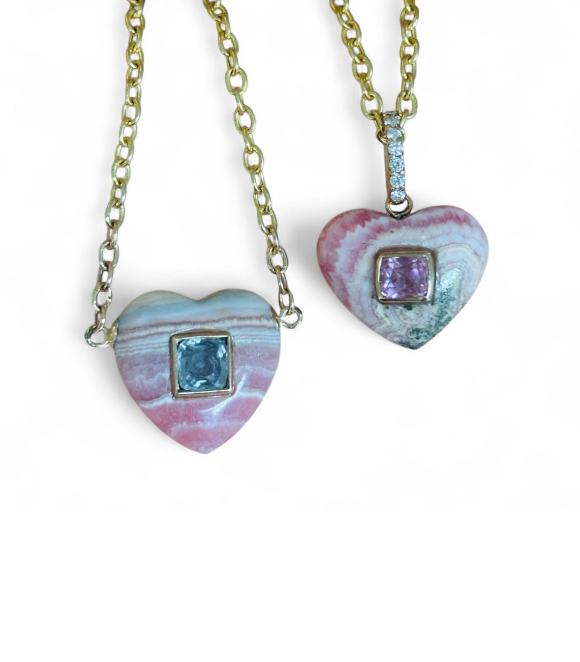 Rhodochrosite Heart Necklace with Spinel