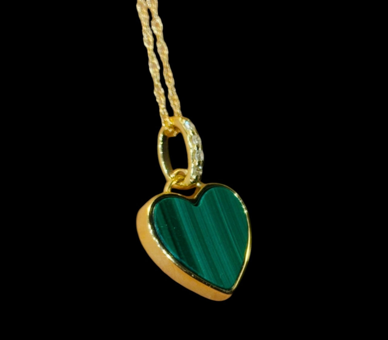Malachite Heart & Gold Necklace