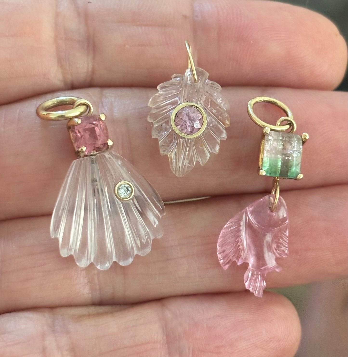 Watermelon Tourmaline Fish Pendant