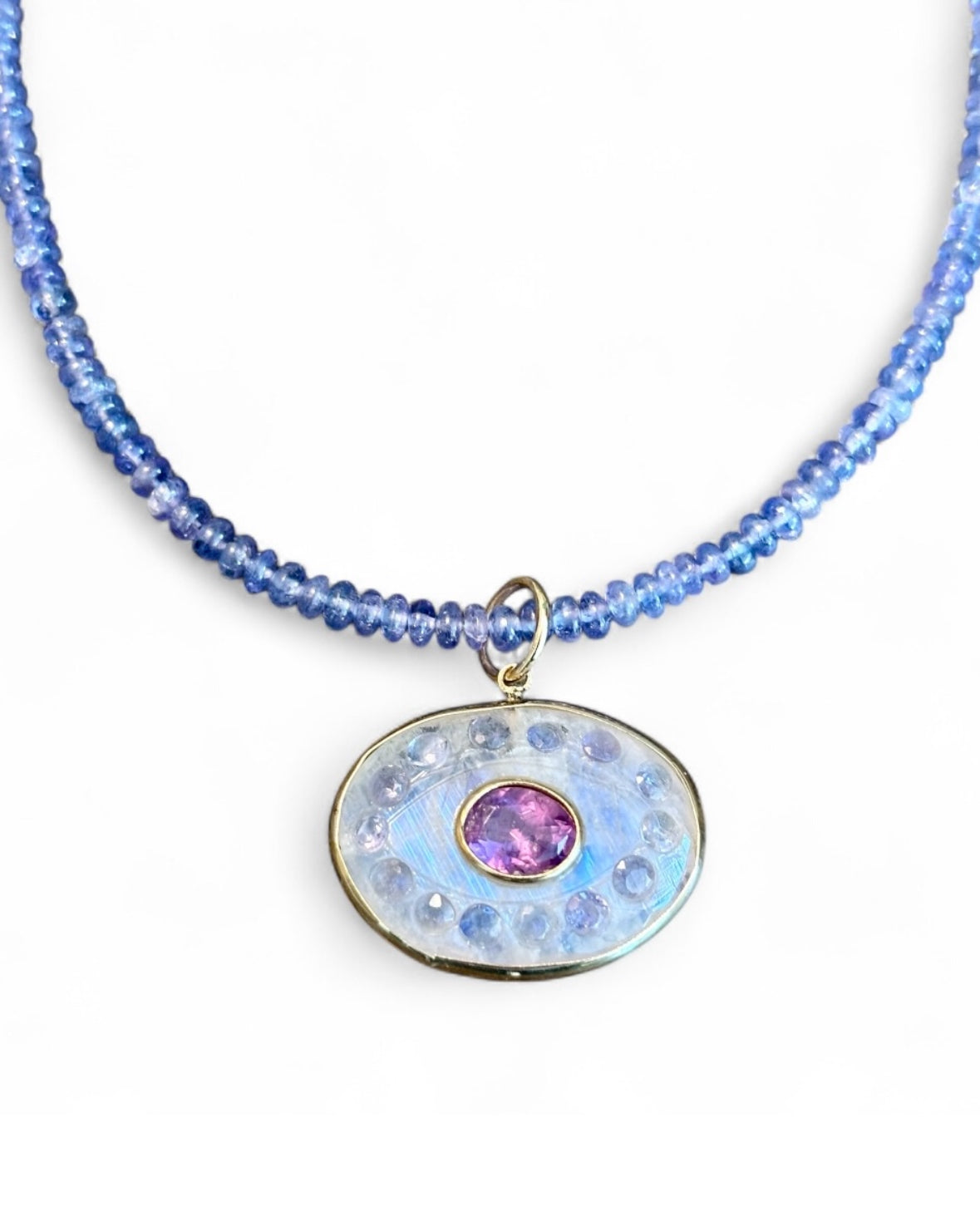 Evil Eye Necklace: Moonstone, Amethyst & Tanzanite
