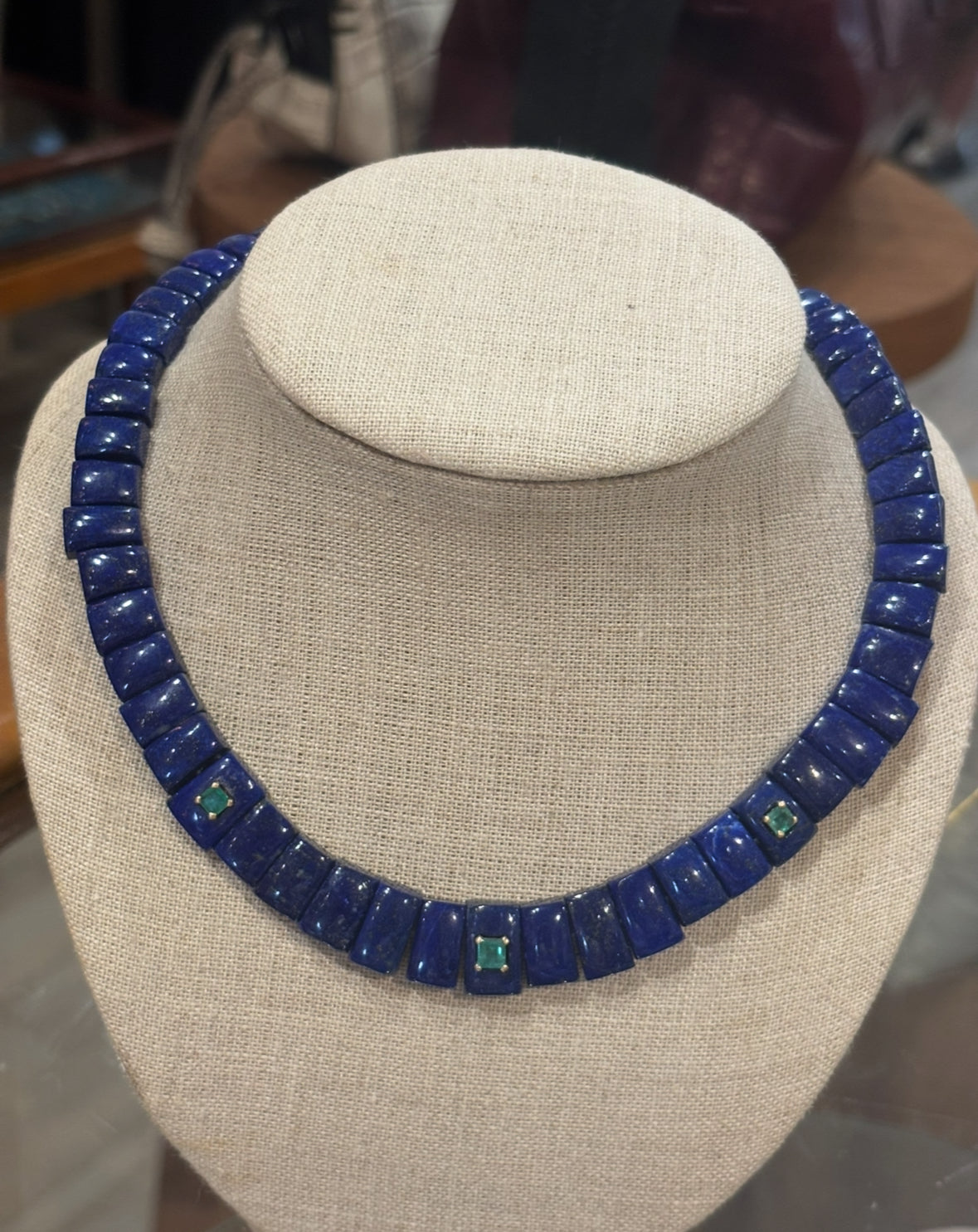 CLEO Necklace, Lapis & Emeralds