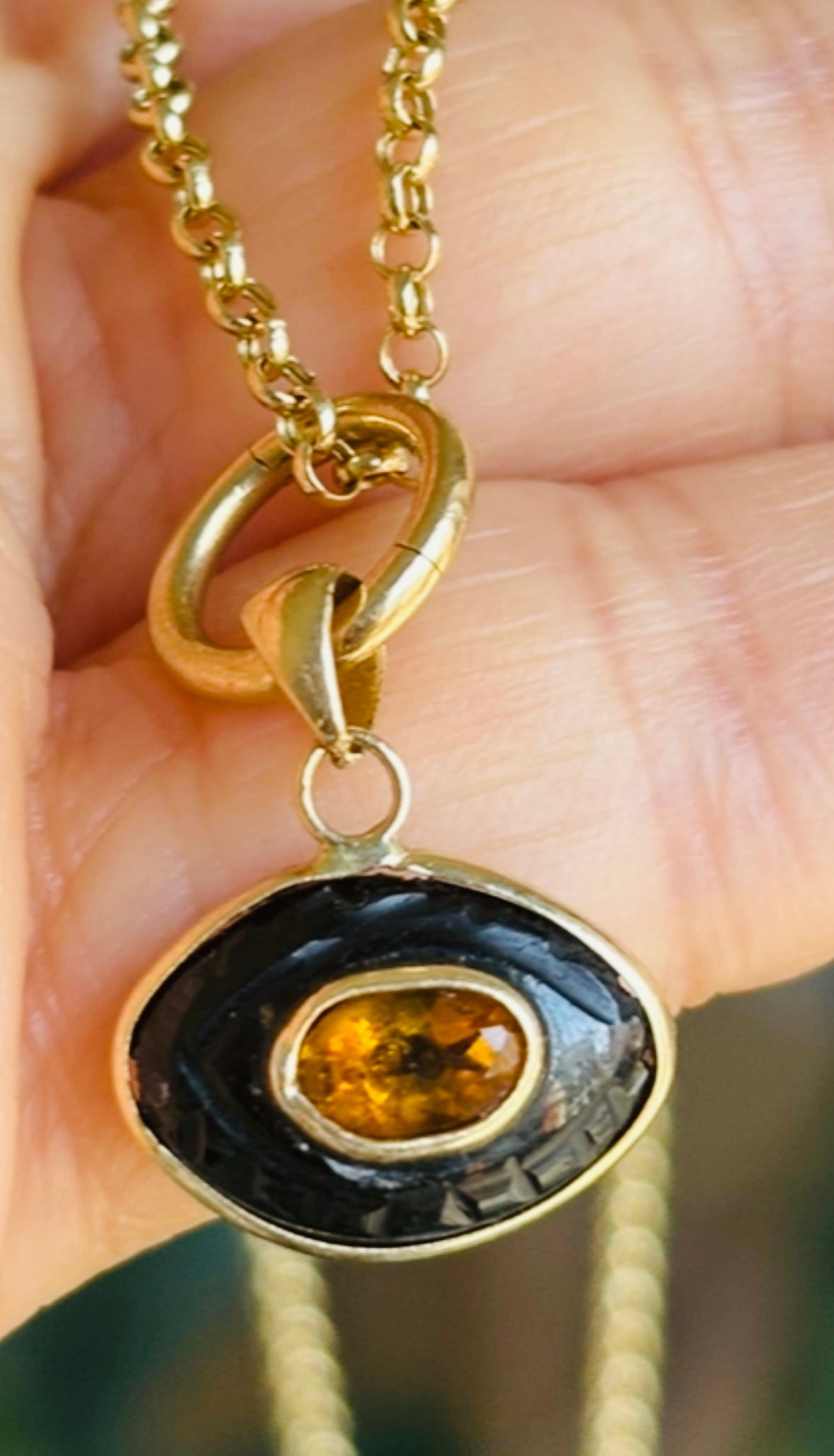 Evil Eye Pendant, black onyx & citrine