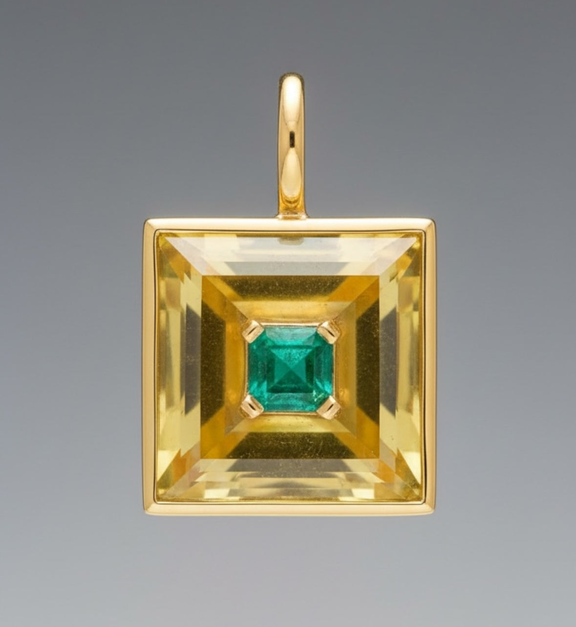 DISCO Pendant: Citrine with Emerald