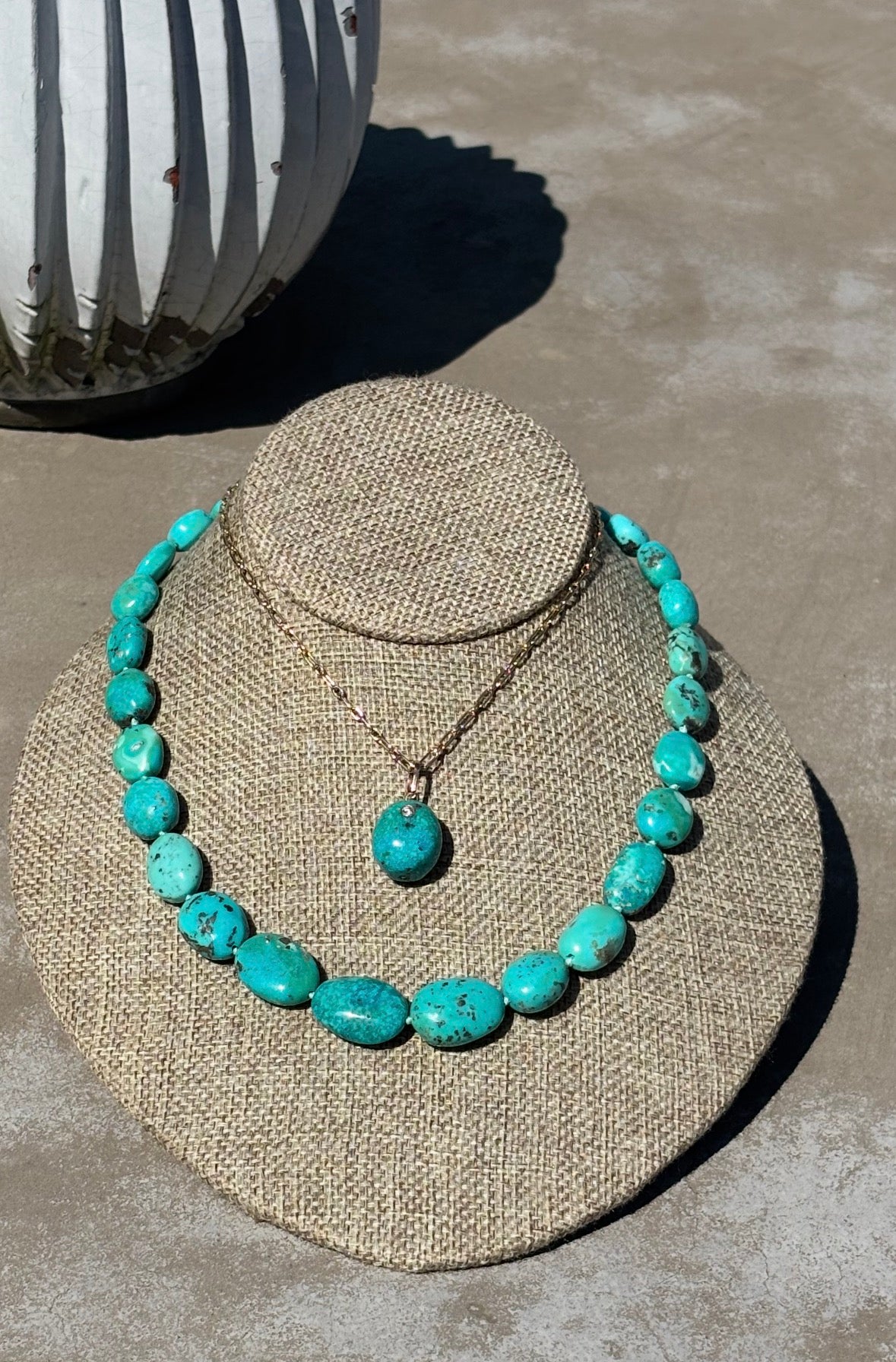 Arizona Turquoise Necklace with 14k Gold
