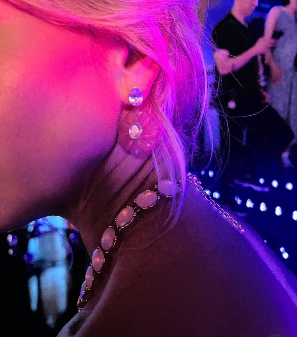 FLORA EARRINGS, Watermelon Quartz, Blue Topaz & 14k Gold