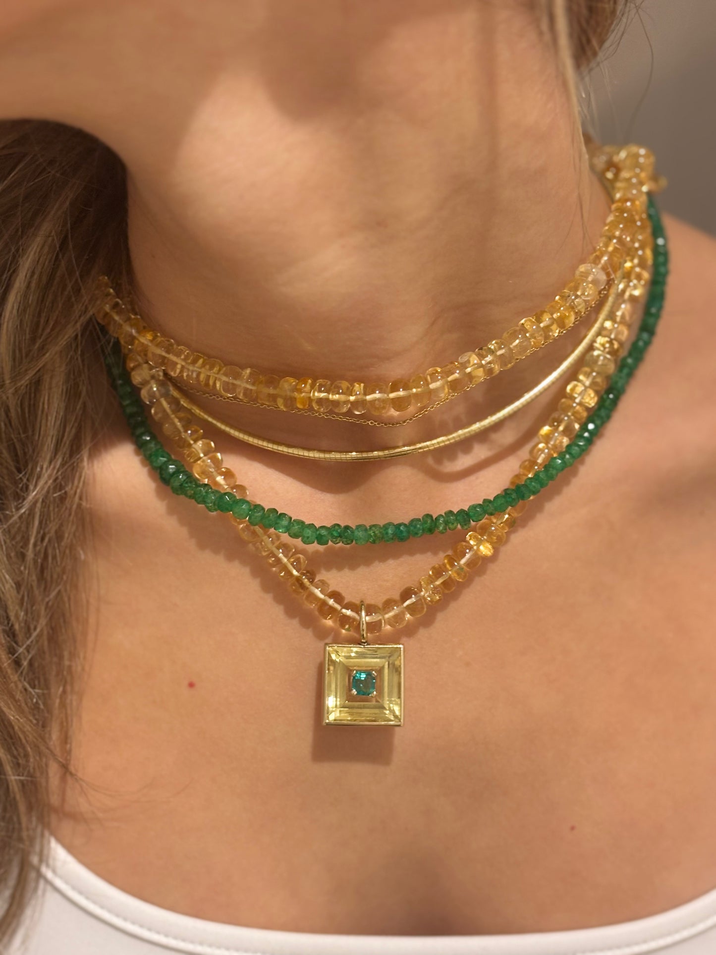 DISCO Pendant: Citrine with Emerald