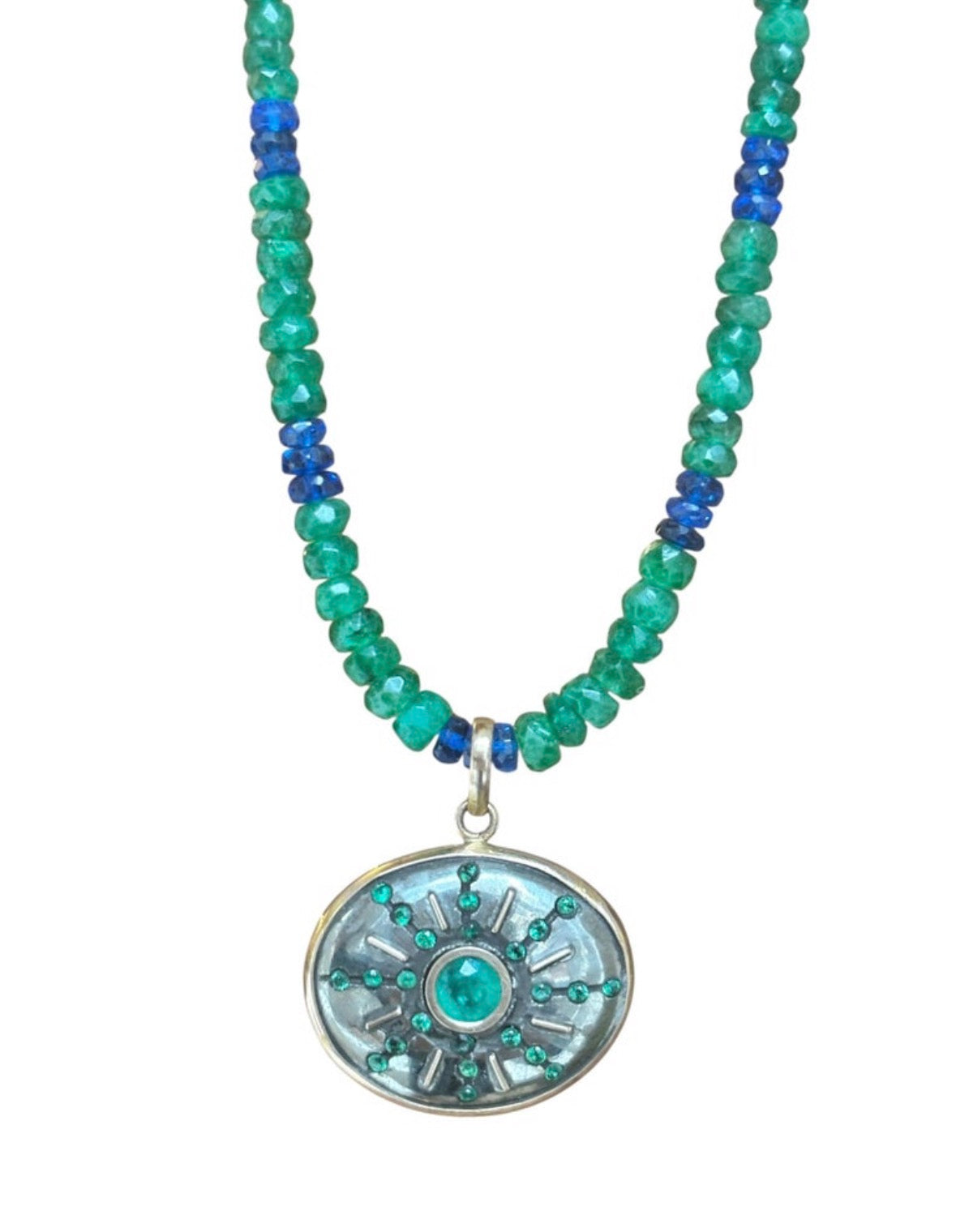 Emerald & Blue Sapphire Necklace